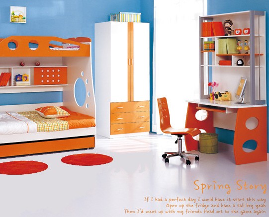 金色童年梦 橙色儿童衣柜效果图