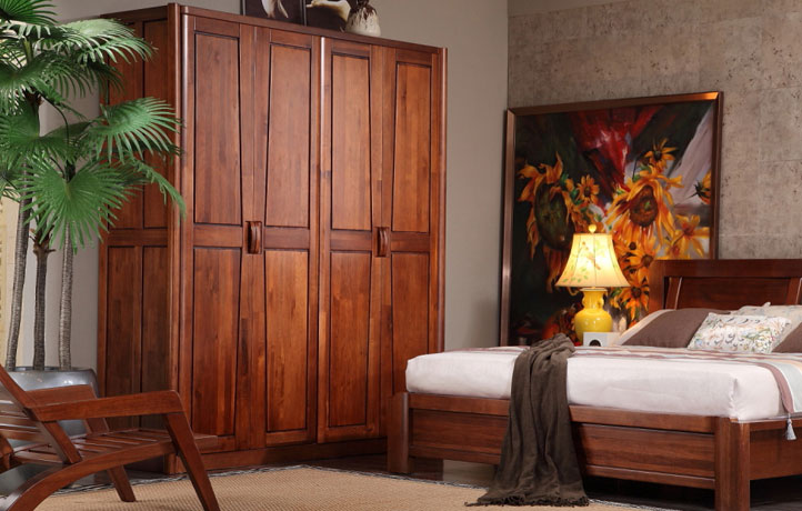干练沉稳实木衣柜效果图  自然休闲卧室装修图