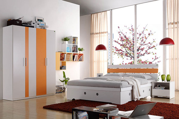 活力清纯卧室衣柜装修效果图  掩门衣柜设计图