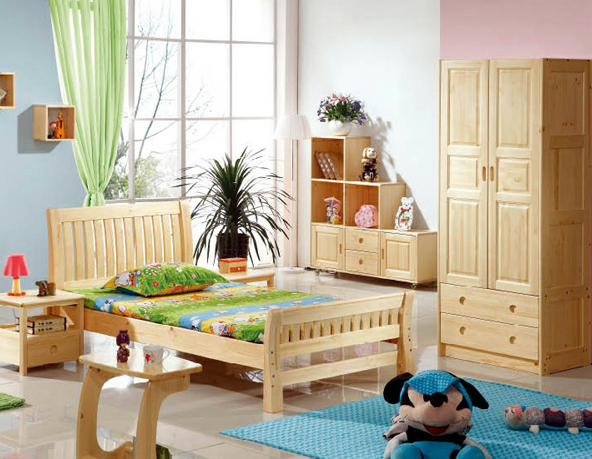 原木色儿童衣柜效果图 两门衣柜效果图