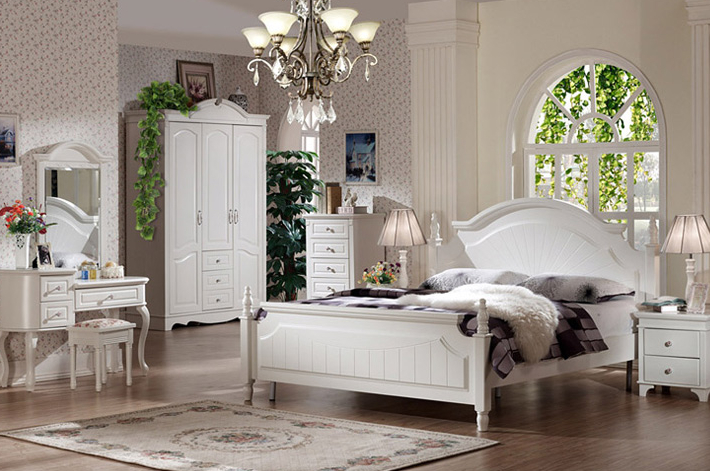 田园卧室衣柜装修效果图 白色文艺清新衣柜