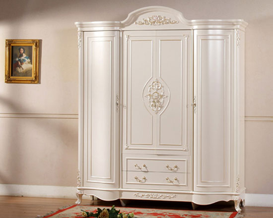 全能时尚衣柜效果图 象牙白优雅整体衣柜图片