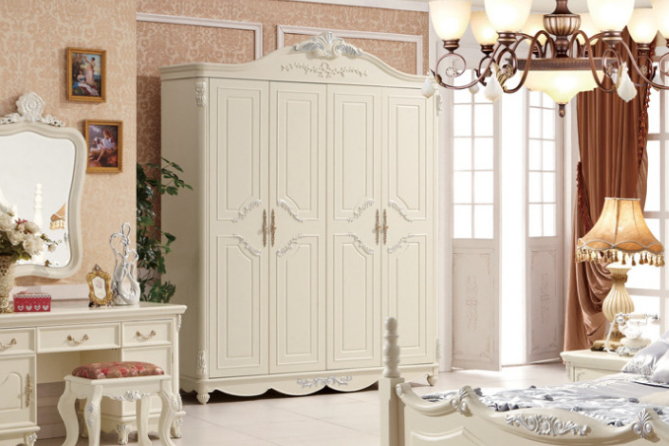 欧式衣柜效果图 实木四门衣柜设计图