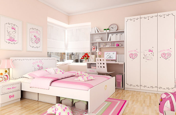 hello kitty卧室衣柜设计图 粉色甜蜜卧室搭配