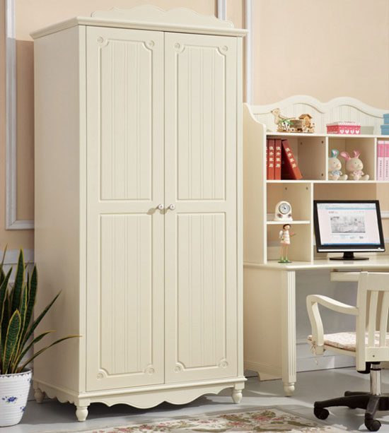 韩式儿童衣柜设计图 田园两门衣柜效果图