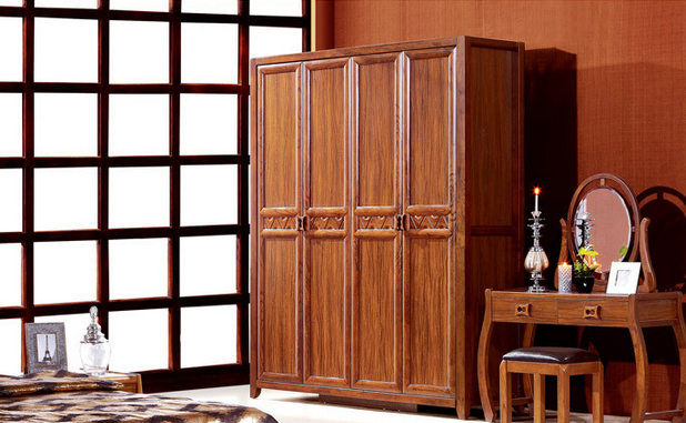 实木四门衣柜设计图  现代中式衣柜效果图