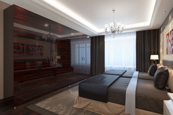 黑檀水晶移门衣柜设计图  时尚烤漆衣柜效果图