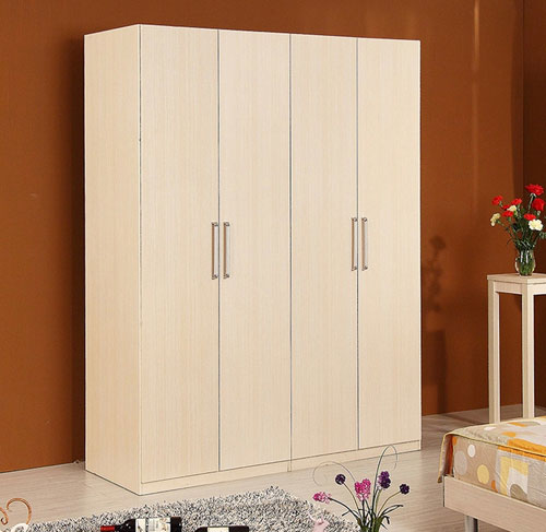 现代四门衣柜设计图 线条简洁设计流畅