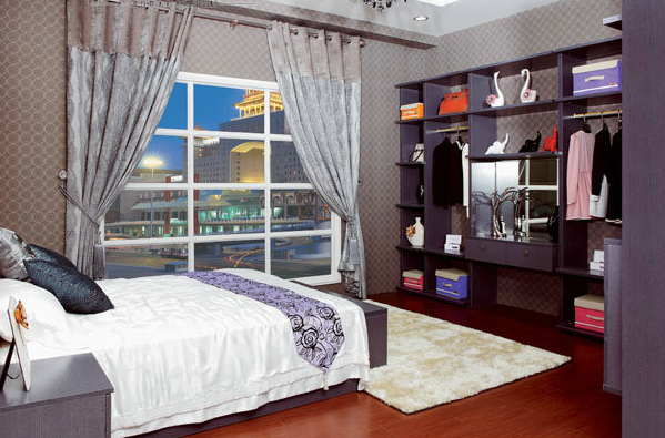 现代简约卧室衣柜设计图 薰衣草紫色系衣柜效果图