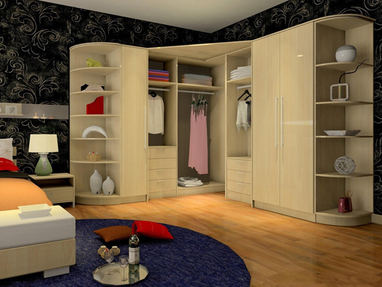 现代风格转角衣柜设计图 卧室衣柜装修效果图