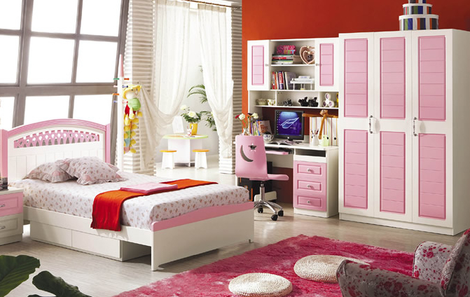 环保儿童衣柜设计图 粉色梦幻衣柜设计图