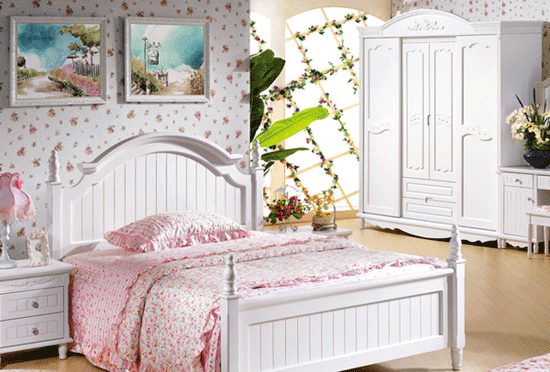 田园卧室衣柜装修效果图 公主房衣柜图片