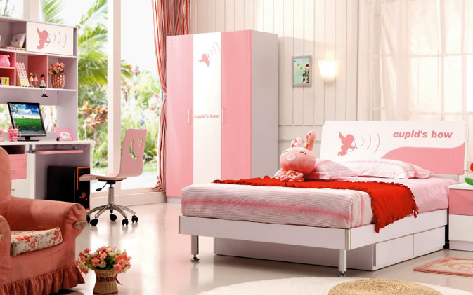 粉色温馨小天使衣柜设计图 儿童衣柜效果图