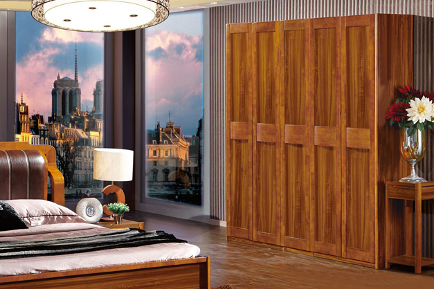 现代中式风格衣柜设计图  超大容量五门衣柜