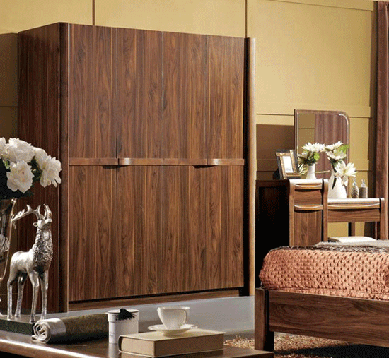 黑胡桃四门衣柜设计图 中式衣柜设计图