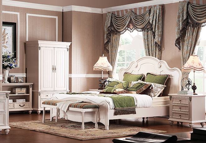 美式浪漫两门衣柜图片 象牙白储物衣柜设计图