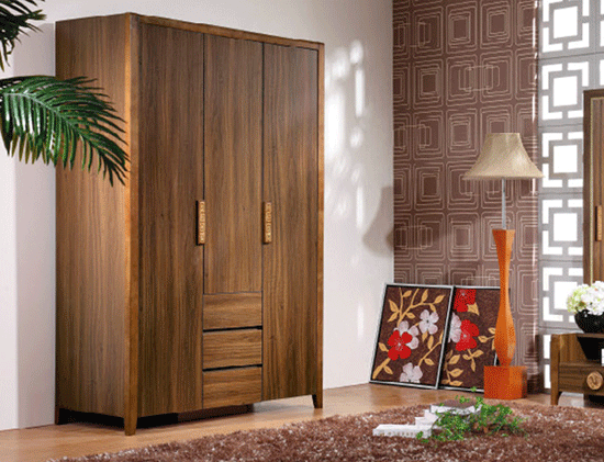 中式现代简约衣柜设计图 现代简约三门衣柜图片