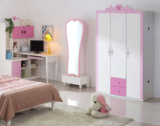 优雅粉色卧室衣柜设计图 儿童衣柜效果图