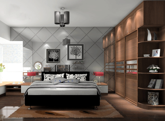 完美装饰混搭主卧 15平卧室衣柜装修效果图