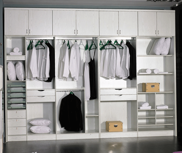 敞开式衣柜设计图 现代白色衣柜设计图