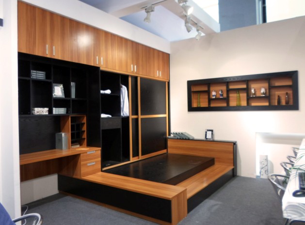 现代移门衣柜设计图 黑色时尚衣柜效果图