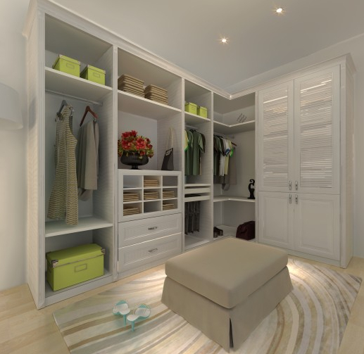 开放式衣柜效果图 白色整体衣柜图片