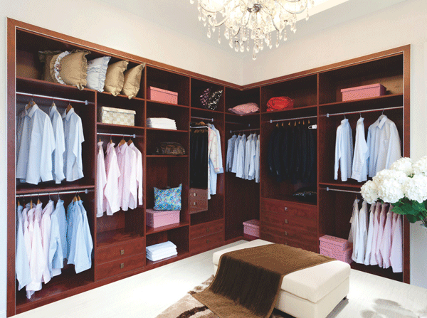 现代开放式衣柜效果图 实木衣柜效果图