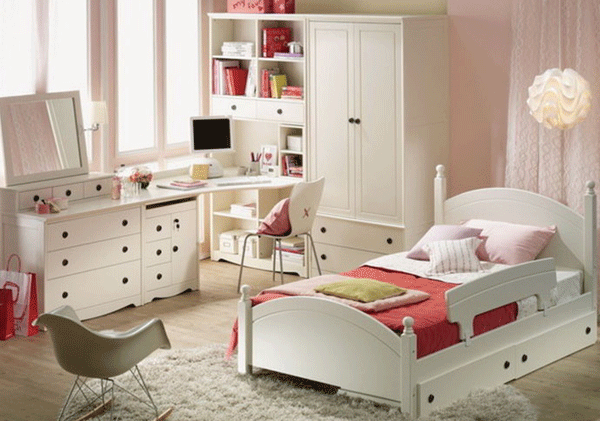 粉色儿童卧室装修图 现代儿童衣柜设计图