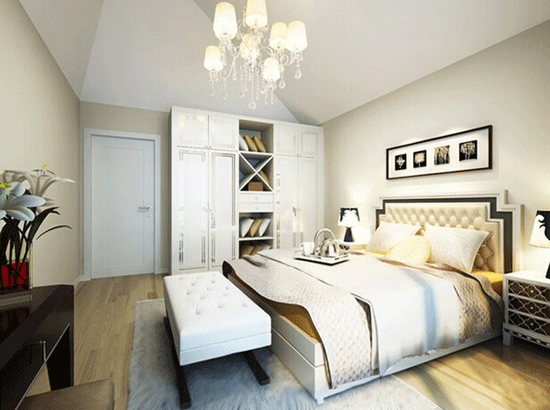 现代奢华婚房设计图 浅白色衣柜效果图