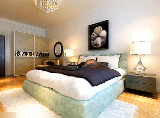 舒适浪漫卧室衣柜效果图  浅色系婚房设计