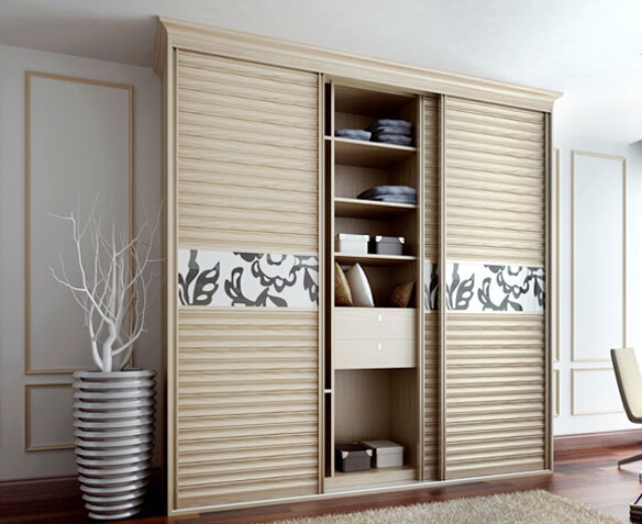 简约现代板式黄檀衣 百叶移门衣柜效果图