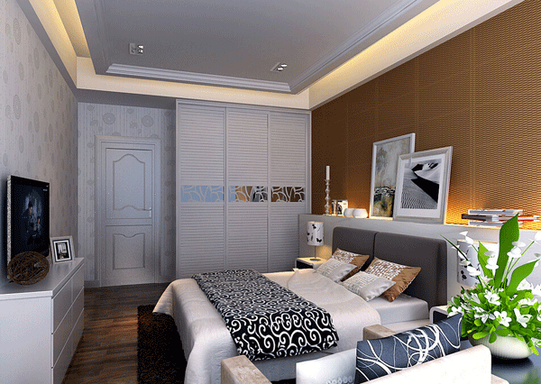 现代公寓衣柜效果图  优雅主卧衣柜设计图