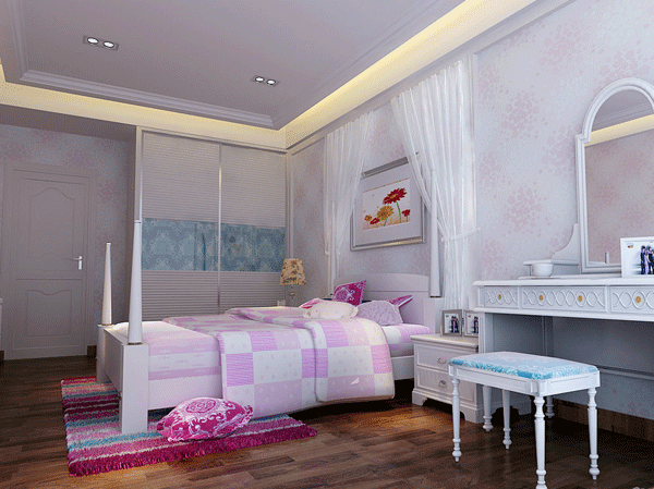 欧式古典卧室装修图  花季少女衣柜效果图