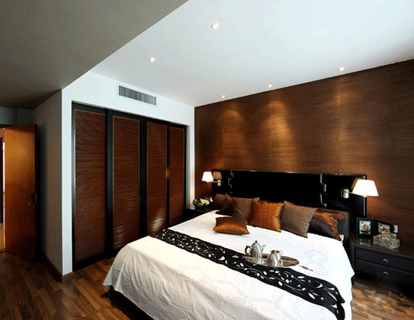 嵌入式衣柜设计图 原木色整体衣柜图片