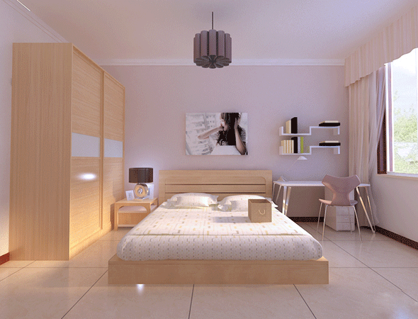 2万元打造简约风卧室 温馨时尚衣柜效果图