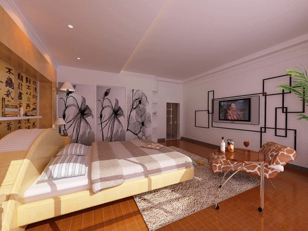 画境时尚温馨卧室 东方韵味整体衣柜图片