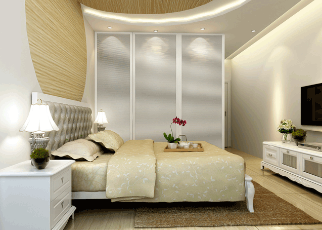 都市大户型卧室装修图 欧式三门衣柜效果图