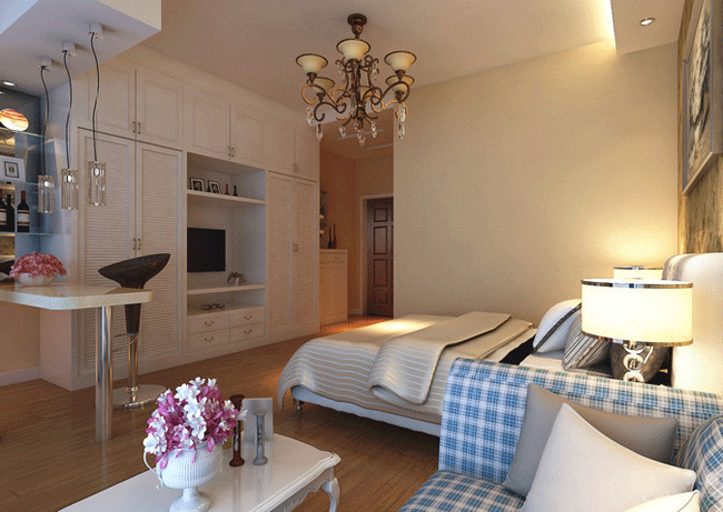 暖色调温馨小户型装修图 多功能衣柜效果图