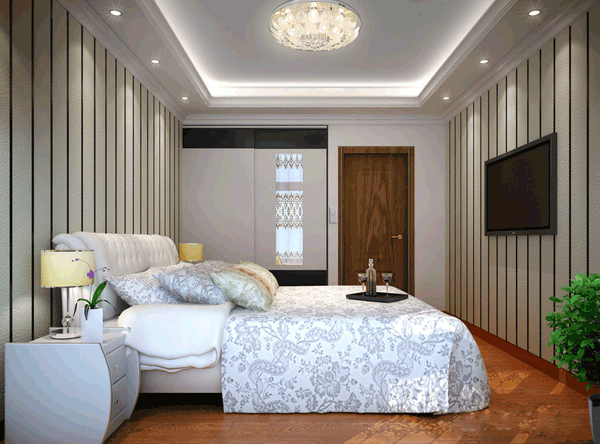 线条美感卧室装修图 现代简约移门衣柜图片