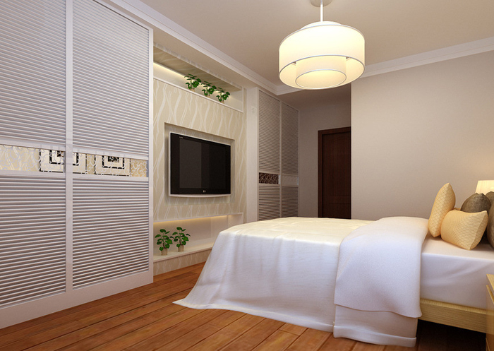 143㎡两室两厅现代简约风格卧室  80后衣柜效果图