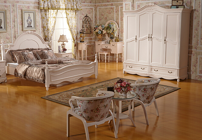 韩式田园风格实木衣柜图片 象牙白整体衣柜设计图