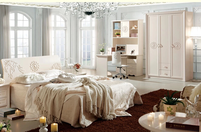 韩式田园衣柜效果图  时尚象牙白拉门衣柜