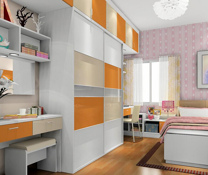 浪漫主义卧房衣柜效果图  柠檬黄组合衣柜图片