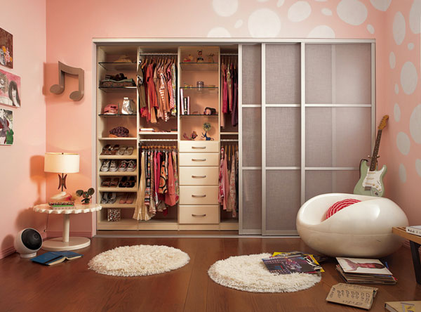 粉色芭比卧室衣柜效果图 小户型衣柜设计图