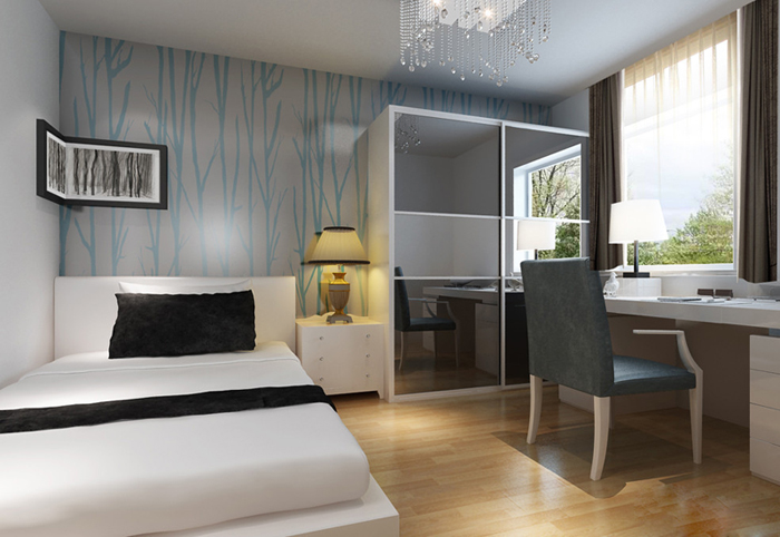 120㎡三居现代风格卧室 现代独立式衣柜效果图