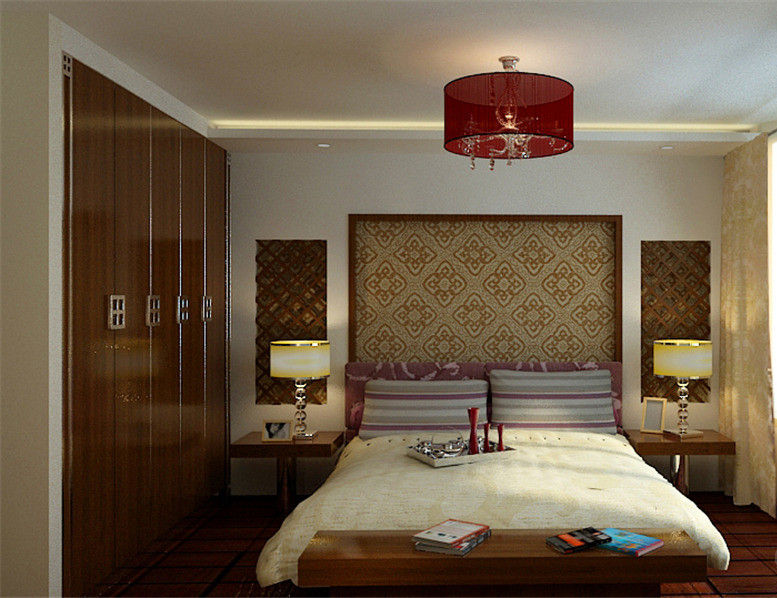 100㎡中式风格两居室 嵌入式衣柜效果图