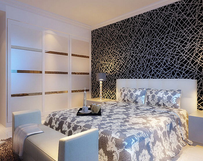 77㎡简约风格卧室 现代三门衣柜设计图