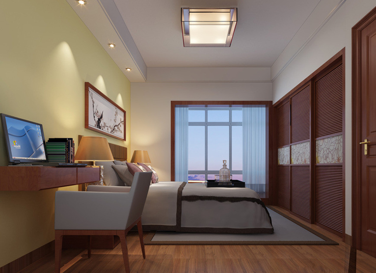 现代嵌入式衣柜设计图 140㎡三居室简约风格卧室