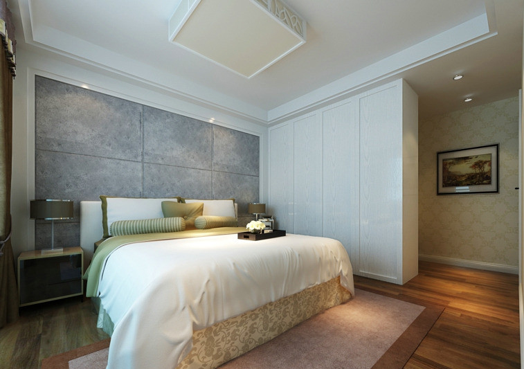 现代风格双人床图片 现代板式衣柜图片