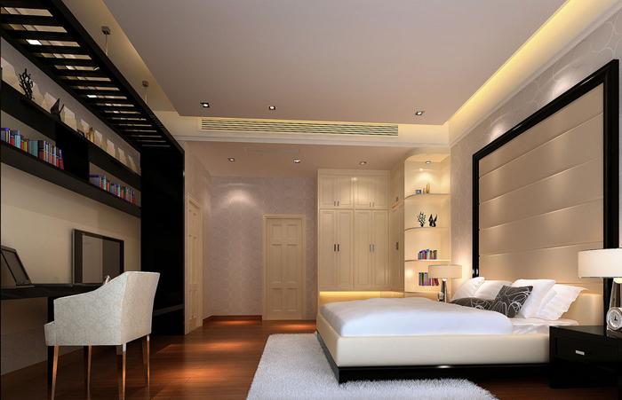 现代风格别墅卧室 主卧整体衣柜效果图